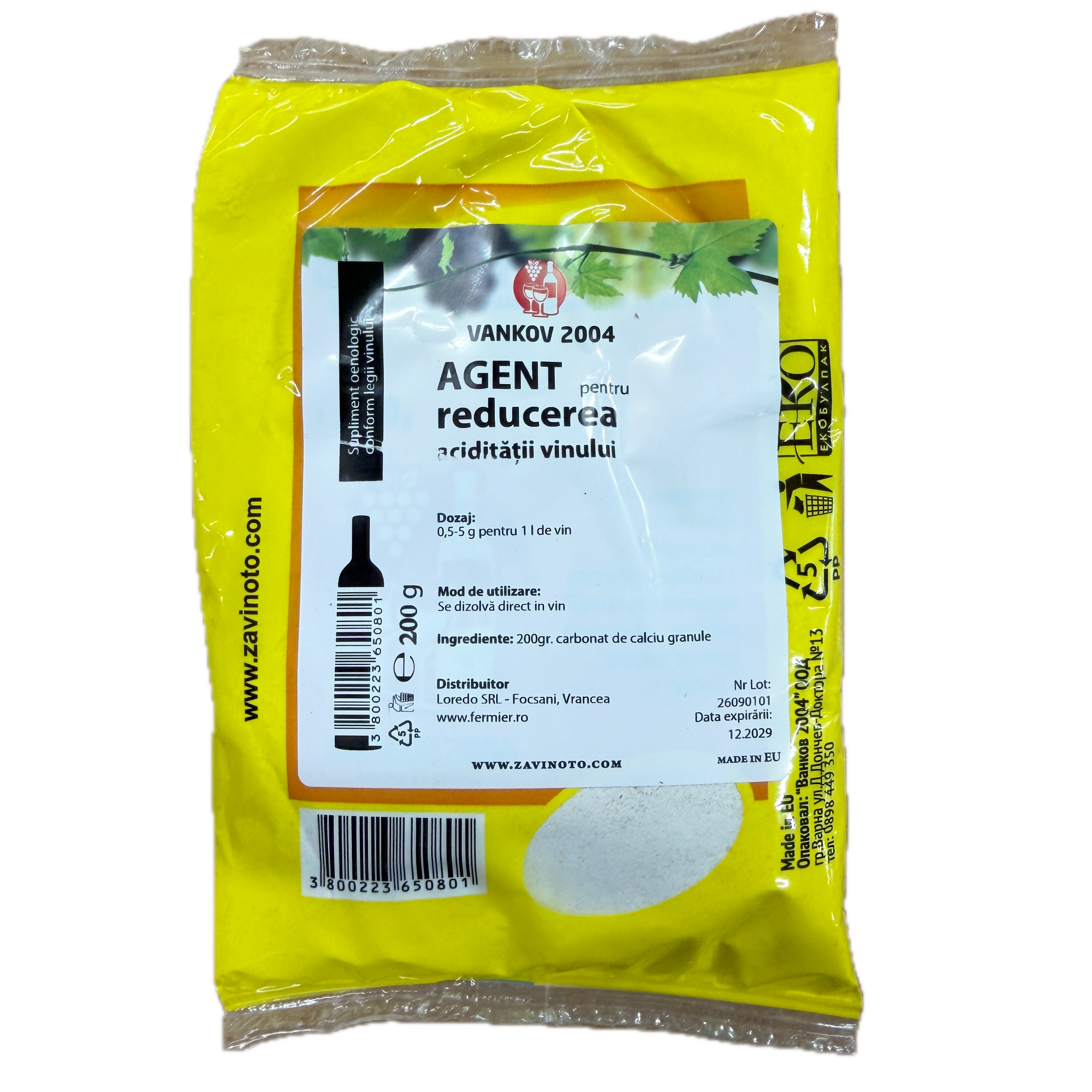 Carbonat De Calciu 200 Gr, Agent Pentru Reducerea Aciditatii Vinului, Loredo