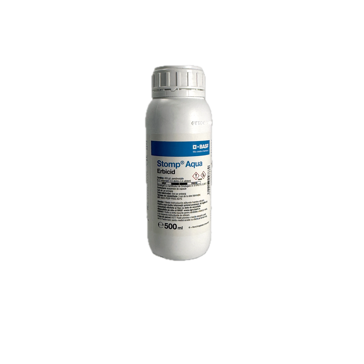 Stomp Aqua 500 Ml, Erbicid Preemergent Selectiv, Basf, Combate Buruienile Monocotiledonate Anuale Si Unele Dicotiledonate Anuale In Culturile De Porumb, Floarea Soarelui, Grau, Ceapa, Vita De Vie, Pomi Fructiferi, Tomate, Orz, Cartof