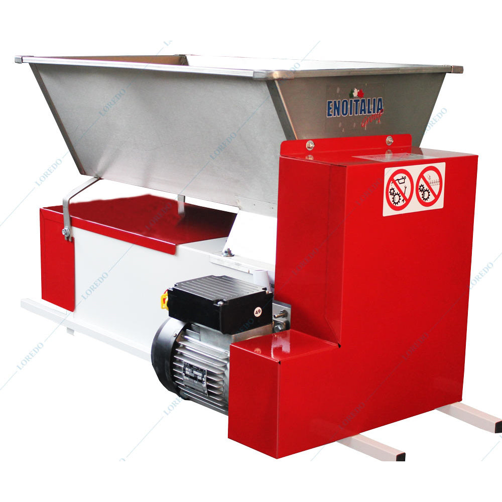 Eno 15 Semiinox, Zdrobitor Desciorchinator Struguri, Cu Motor, Enoitalia, Cuva Din Inox, Carcasa Din Tabla Smaltuita, Cuva Cu Snec, Motor 0,75Kw, Productivitate 1600-1800 Kg/H, Productie Italia