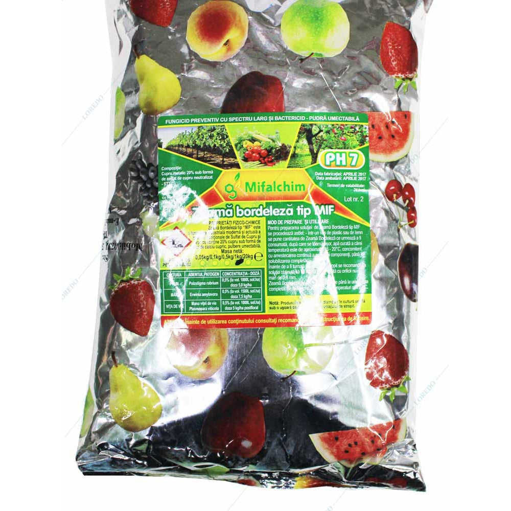 Zeama Bordeleza Tip Mif 1 Kg, Fungicid De Contact Cupric, Mifalchim, Mana (Vita De Vie, Castraveti, Tomate, Ceapa), Rapan (Mar, Par), Monilioza (Prun, Cires, Visin, Piersic)