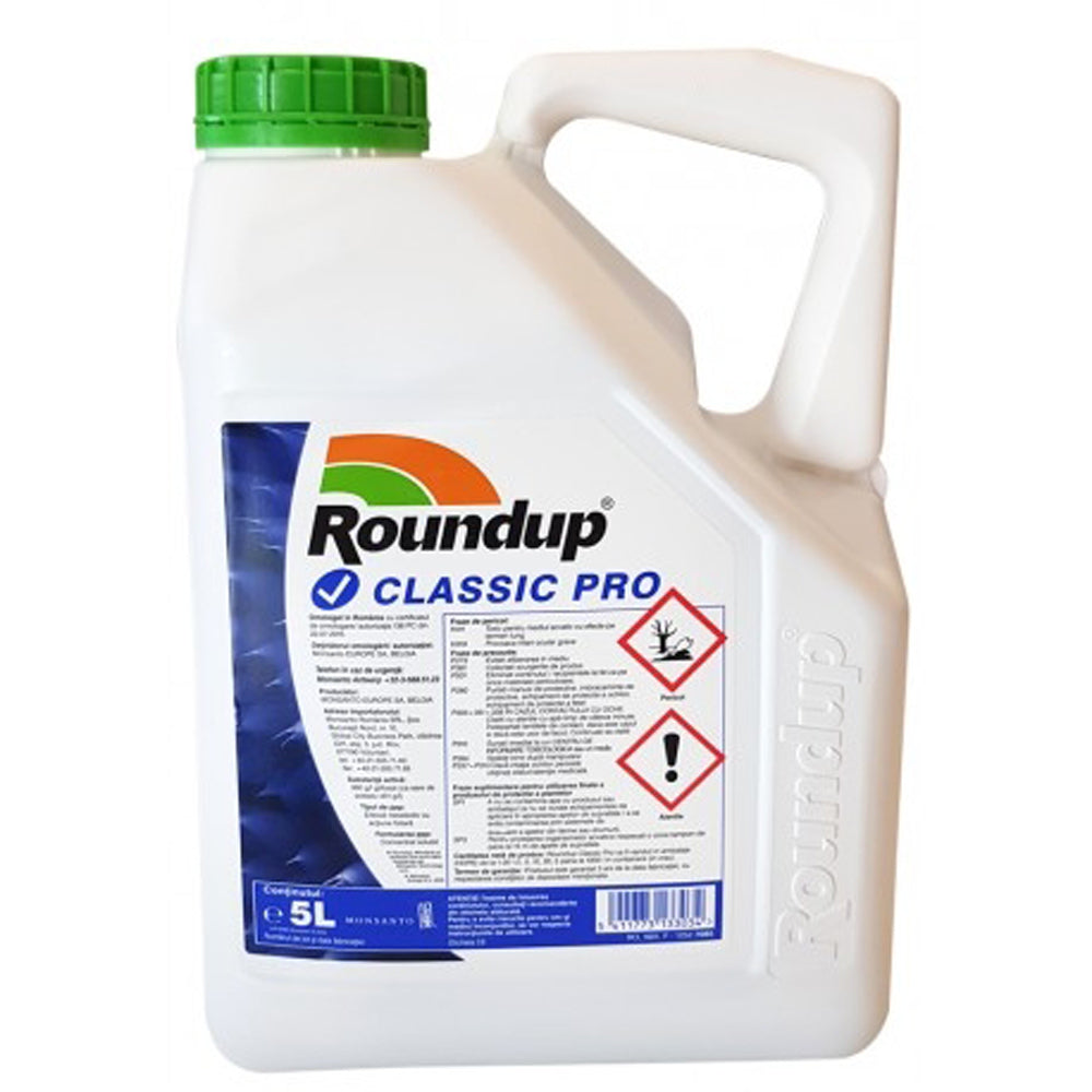 Roundup Classic Pro 5L, Erbicid Total Sistemic, Post Emergent, Neselectiv, Glifosat (Buruieni Monocotiledonate Si Dicotiledonate, Anuale Si Perene)