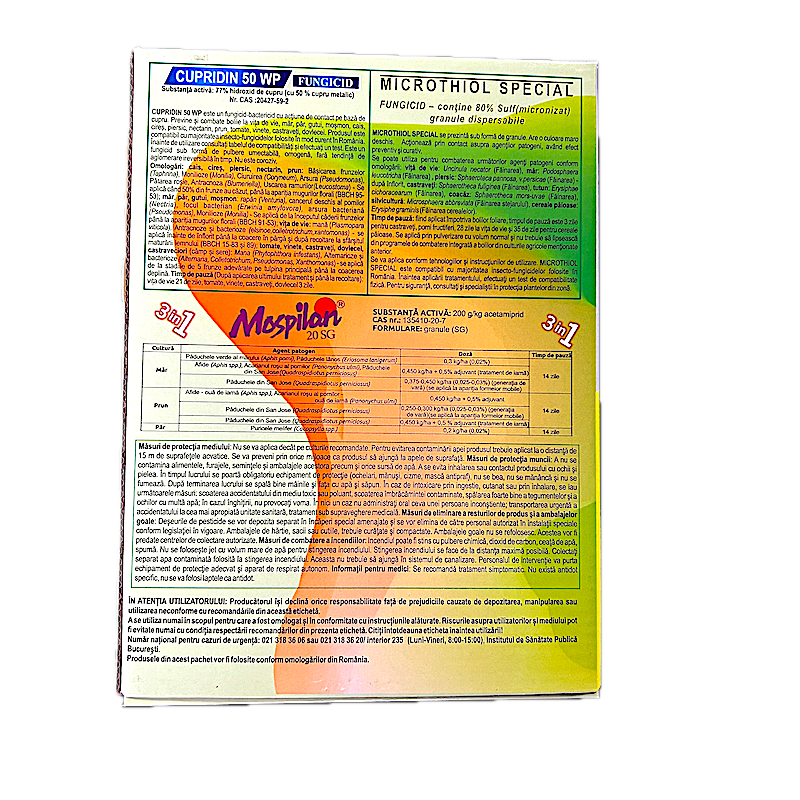Pachet Stropirea 2 (Buton Roz, Alb, Verde), Pentru Pomi Pentru 100 L Apa, Solarex, (Contine Mospilan, Cupridin, Microthiol Special)