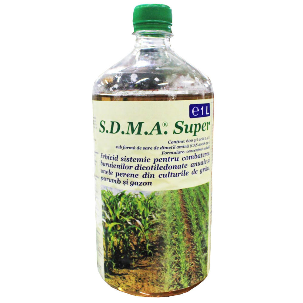Sdma Super 600Sl 1L, Erbicid Sistemic Selectiv, Buruieni Dicotiledonate Anuale Si Perene In Culturile De Porumb, Grau, Gazon