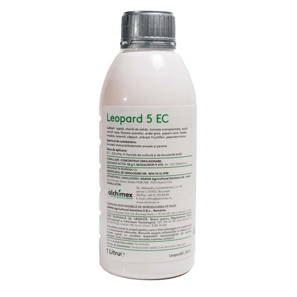 Leopard 5Ec 1L, Erbicid Postemergent (Buruieni Monocotiledonate Anuale Si Perene In Culturile De Rapita, Sfecla De Zahar, Tomate, Aredi Gras, Varza De Toamna, Cartof, Floara Soarelui, Pomi Fructiferi, Capsun, Pepeni Verzi)