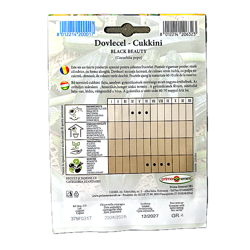 Seminte Dovlecel Black Beauty 4 Gr, Prima Sementi