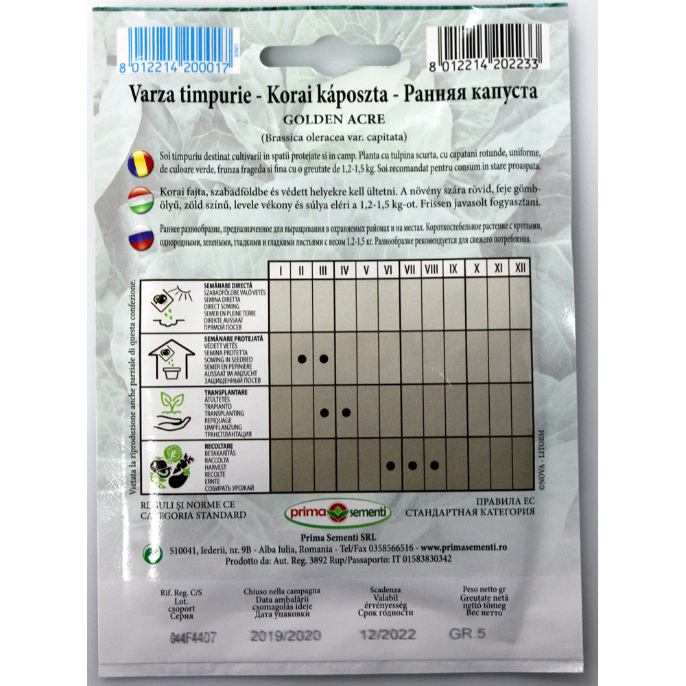 Seminte Varza Timpurie Golden Acre Alba