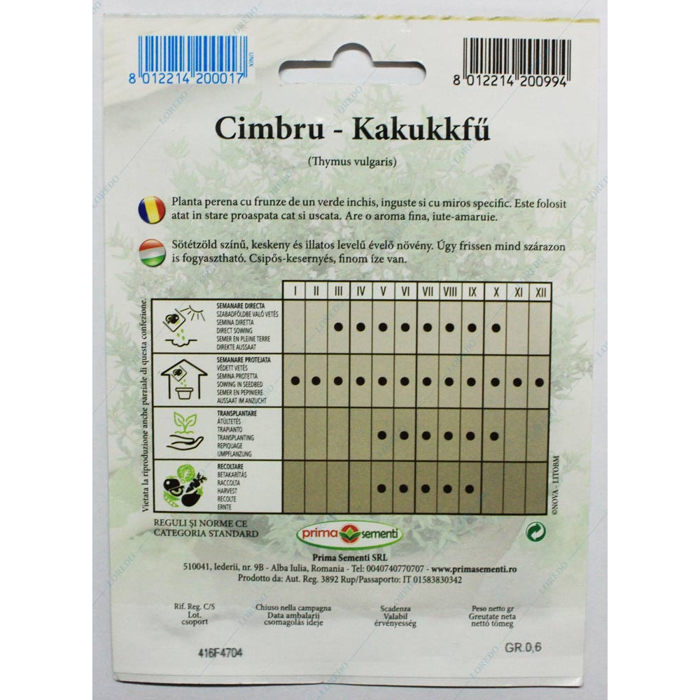 Seminte Cimbru 0,6 Gr, Prima Sementi