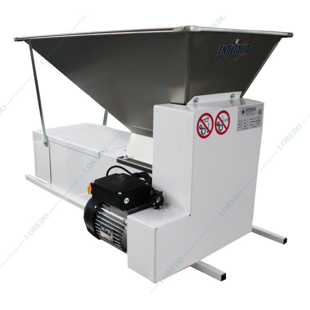 Eno 3 Semiinox Cu Motor, Zdrobitor Desciorchinator Struguri, Cu Motor, Enoitalia, Cuva Inox, Carcasa Tabla Smaltuita, Cuva Cu Valturi, Motor 0,75 Kw, Productivitate 1000-1200 Kg/H, Productie Italia