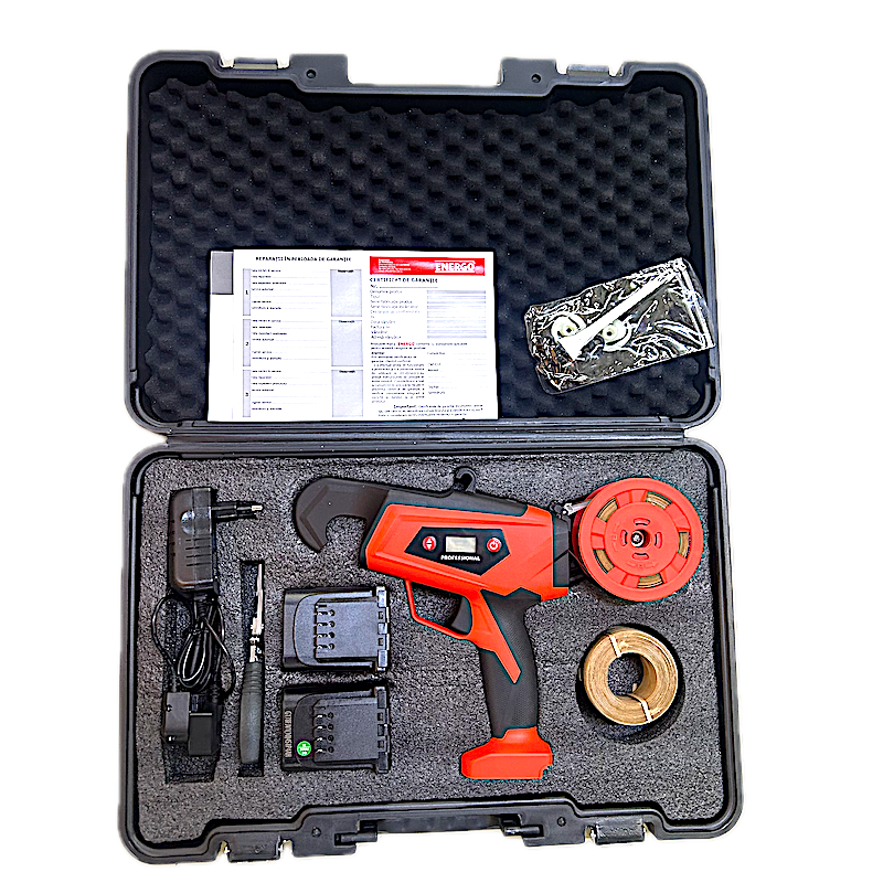 Masina De Legat Vie Cu 2 Acumulatori Energo Garden Pro Cu Fir Metalic In Hartie, Dmax-25Mm, 16,8V, 2X4,0 Ah, Kit Cu Servieta De Transport