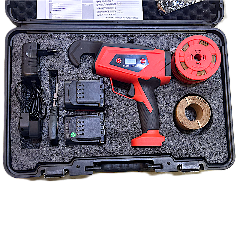 Masina De Legat Vie Cu 2 Acumulatori Energo Garden Pro Cu Fir Metalic In Hartie, Dmax-25Mm, 16,8V, 2X4,0 Ah, Kit Cu Servieta De Transport