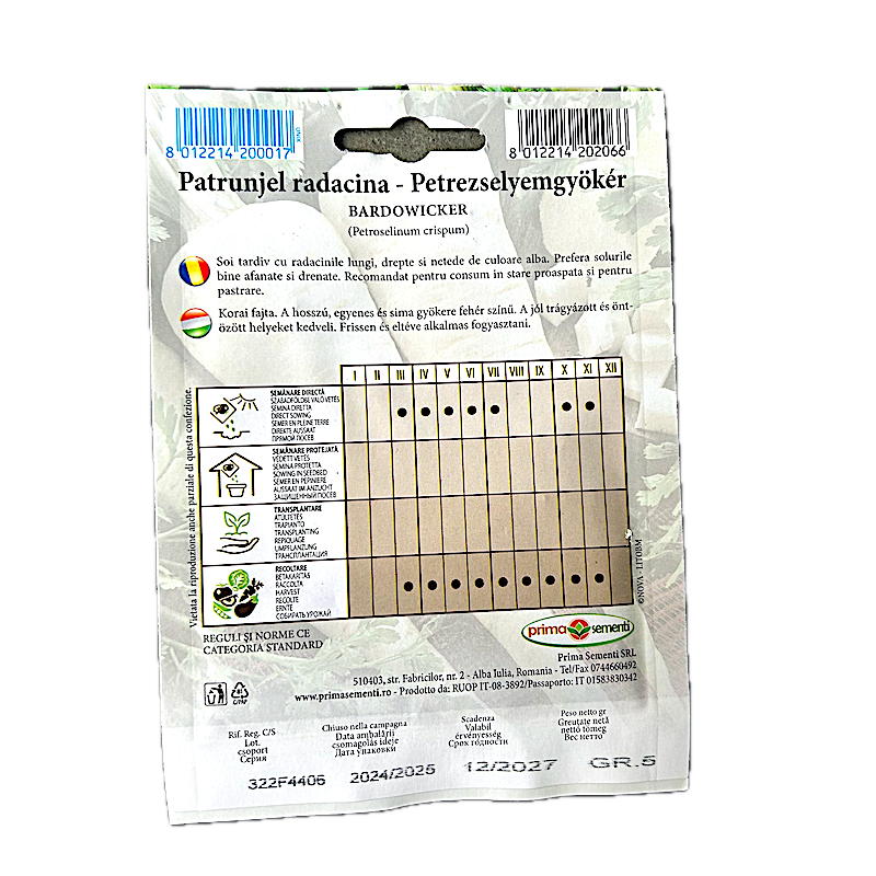 Seminte Patrunjel Radacina Bardowicker 5 Gr, Prima Sementi
