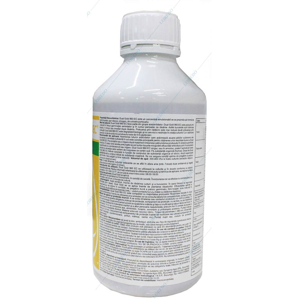 Dual Gold 1L Erbicid Preemergent Buruieni Cu Frunza Lata Syngenta (Arbusti, Ardei Gras, Capsun, Cartof, Ceapa, Fasole, Floarea Soarelui, In, Morcov, Pepene Verde, Porumb, Soia, Tomate, Varza)