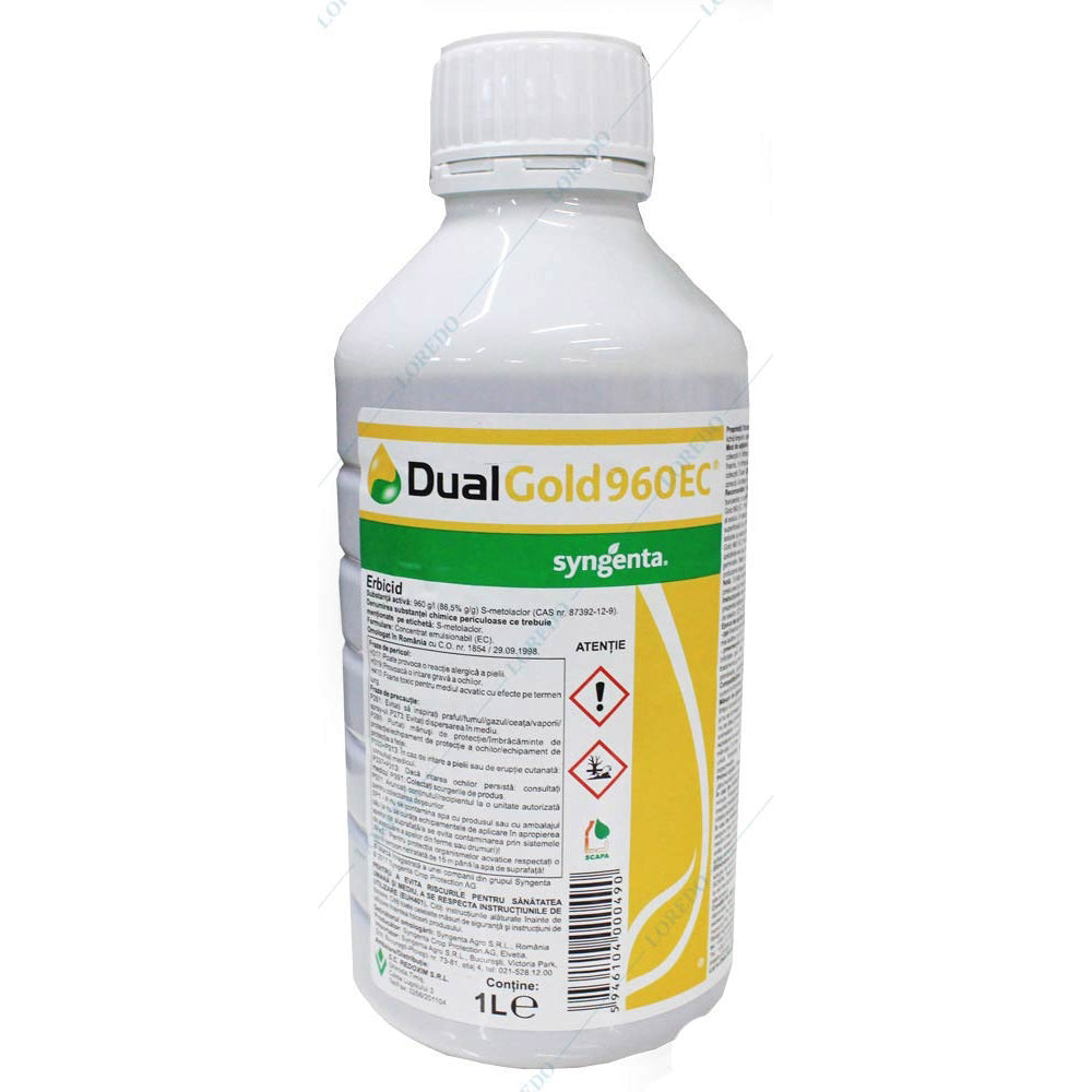 Dual Gold 1L Erbicid Preemergent Buruieni Cu Frunza Lata Syngenta (Arbusti, Ardei Gras, Capsun, Cartof, Ceapa, Fasole, Floarea Soarelui, In, Morcov, Pepene Verde, Porumb, Soia, Tomate, Varza)
