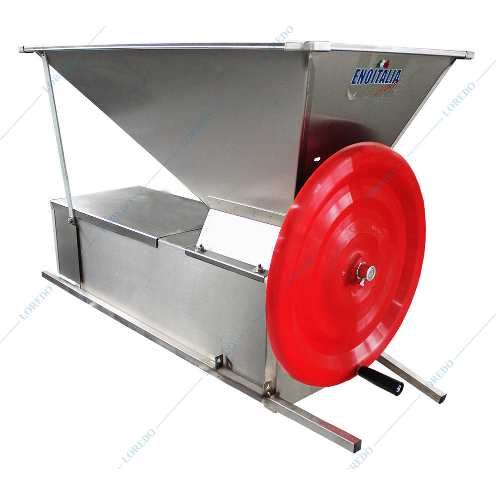 Eno 3 Inox Manual, Zdrobitor Desciorchinator Struguri, Enoitalia, Cuva Si Carcasa Inox, Cuva Cu Valturi, Productivitate 300-500 Kg/H, Productie Italia