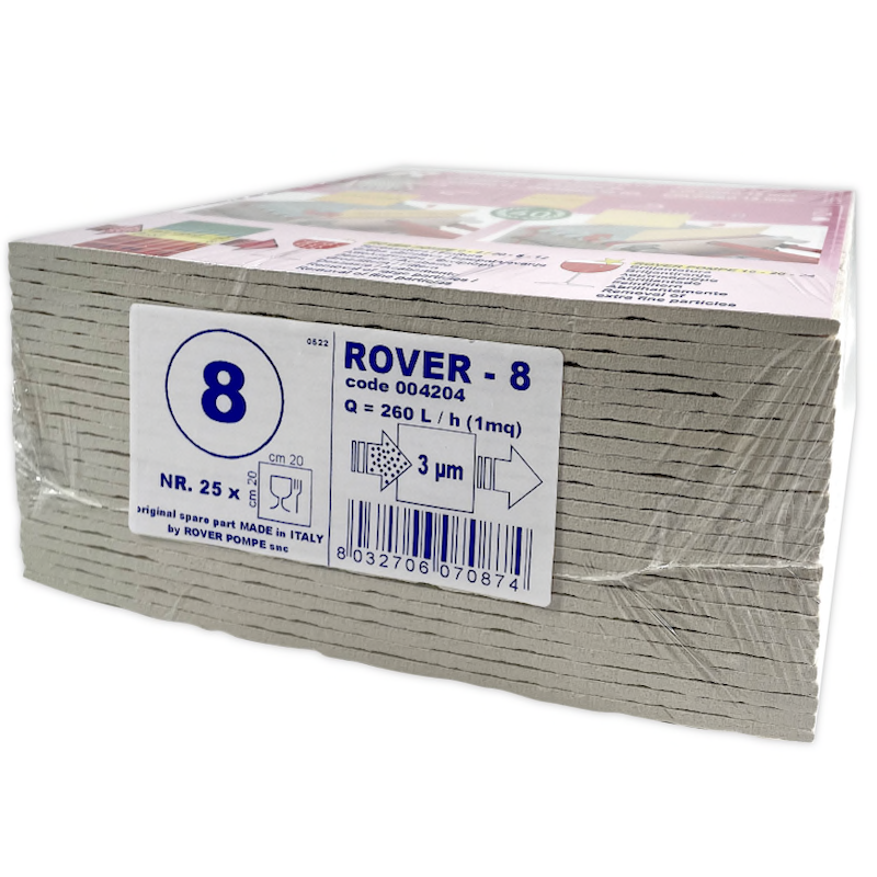 Set 25 Placi Filtrante Rover 8 20X20, Dimensiune Standard, Filtrare Vin Medie (Vin Cu Fum)