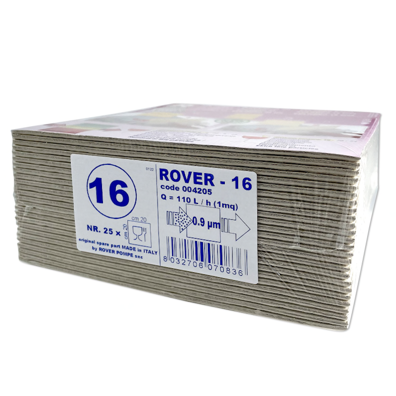 Set 25 Placi Filtrante Rover 16 20X20, Dimensiune Standard, Filtrare Vin Medie (Vin Limpede)