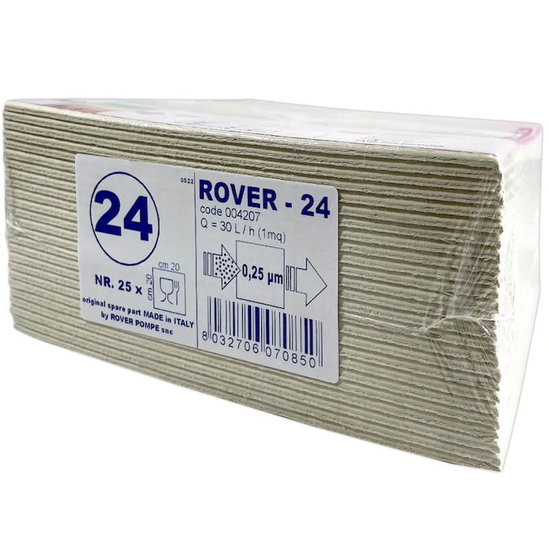 Set 25 Placi Filtrante Rover 24 20X20, Dimensiune Standard, Filtrare Vin Sterila Stransa (Pentru Imbuteliere)