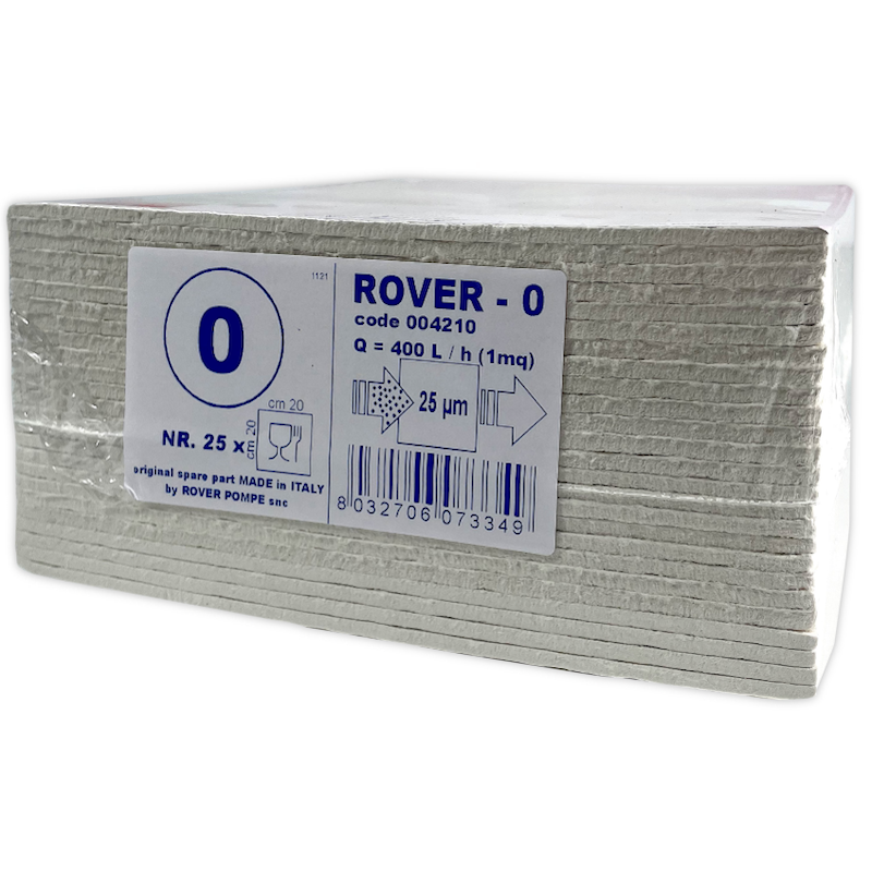 Set 25 Placi Filtrante Rover 0 20X20, Filtrare Vin Grosiera (Vin Foarte Tulbure)