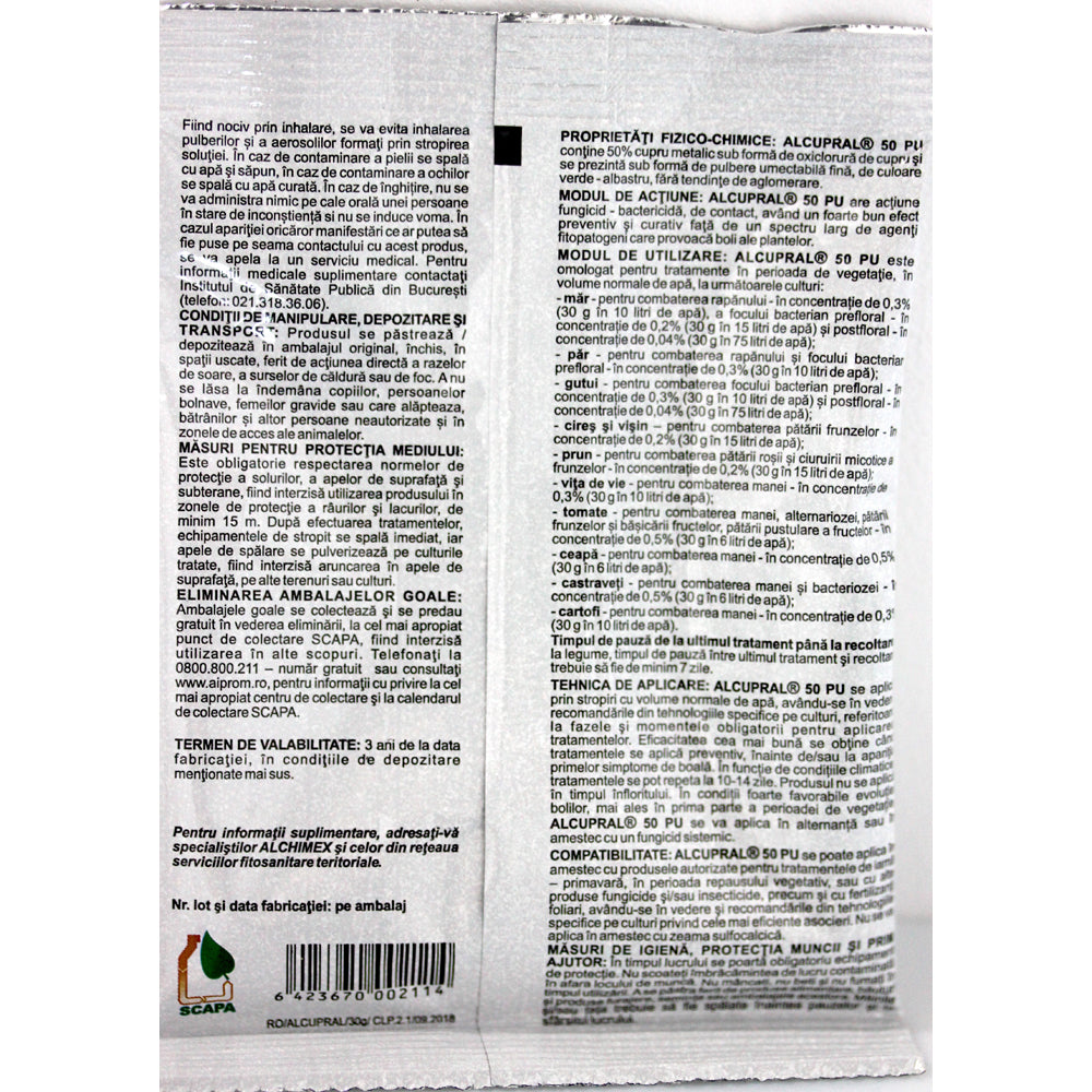 Alcupral 50Pu 30 Gr, Fungicid Contact (Pomi, Legume, Vita De Vie)