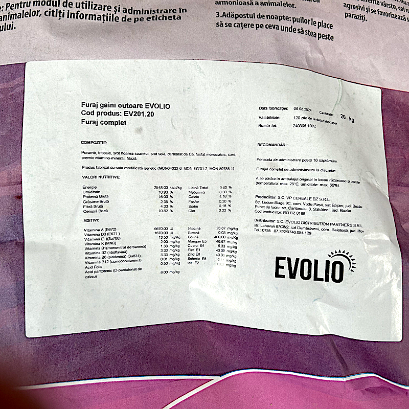 Furaj Gaini 20 Kg, Evolio