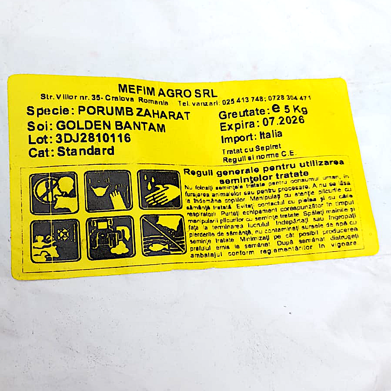 Seminte Porumb Dulce Zaharat Tratat Golden Bantam 5 Kg, Mefim Agro
