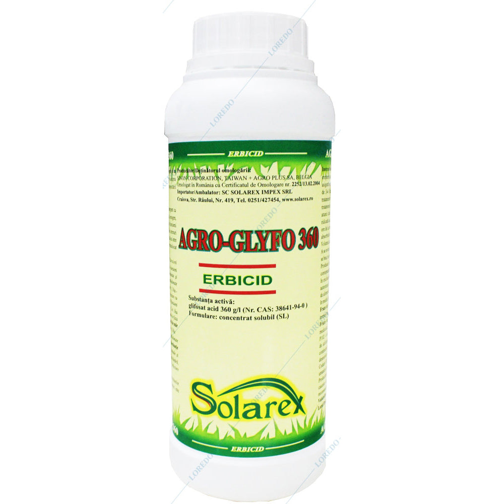 Agro Glyfo 360 500 Ml, Erbicid Total Sistemic, Post Emergent, Neselectiv, Glifosat (Buruieni Monocotiledonate Si Dicotiledonate, Anuale Si Perene)