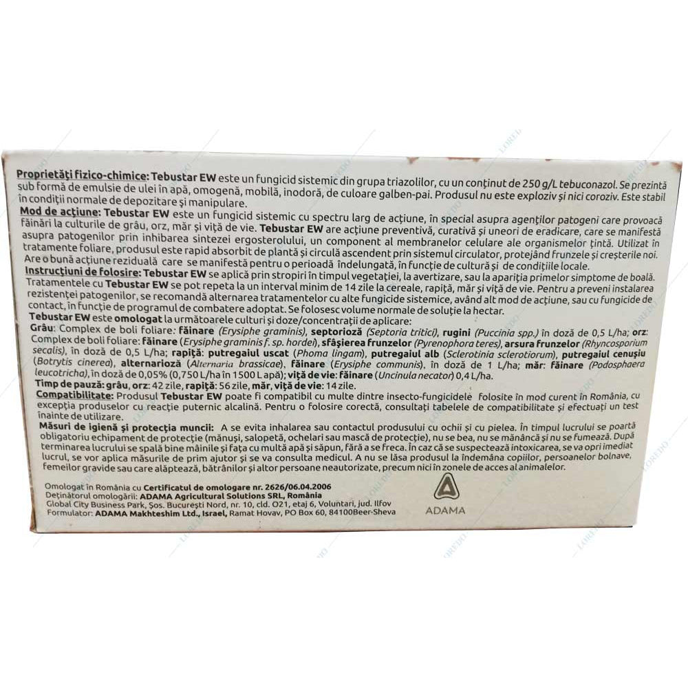 Tebustar Ew 5 Ml, Fungicid Sistemic, Nufarm, Grau, Orz (Fainare, Septorioza, Ruginam Patarea Bruna), Pomi Fructiferi (Fainare, Monilioza), Tomate (Alternarioza), Vita De Vie (Fainare)