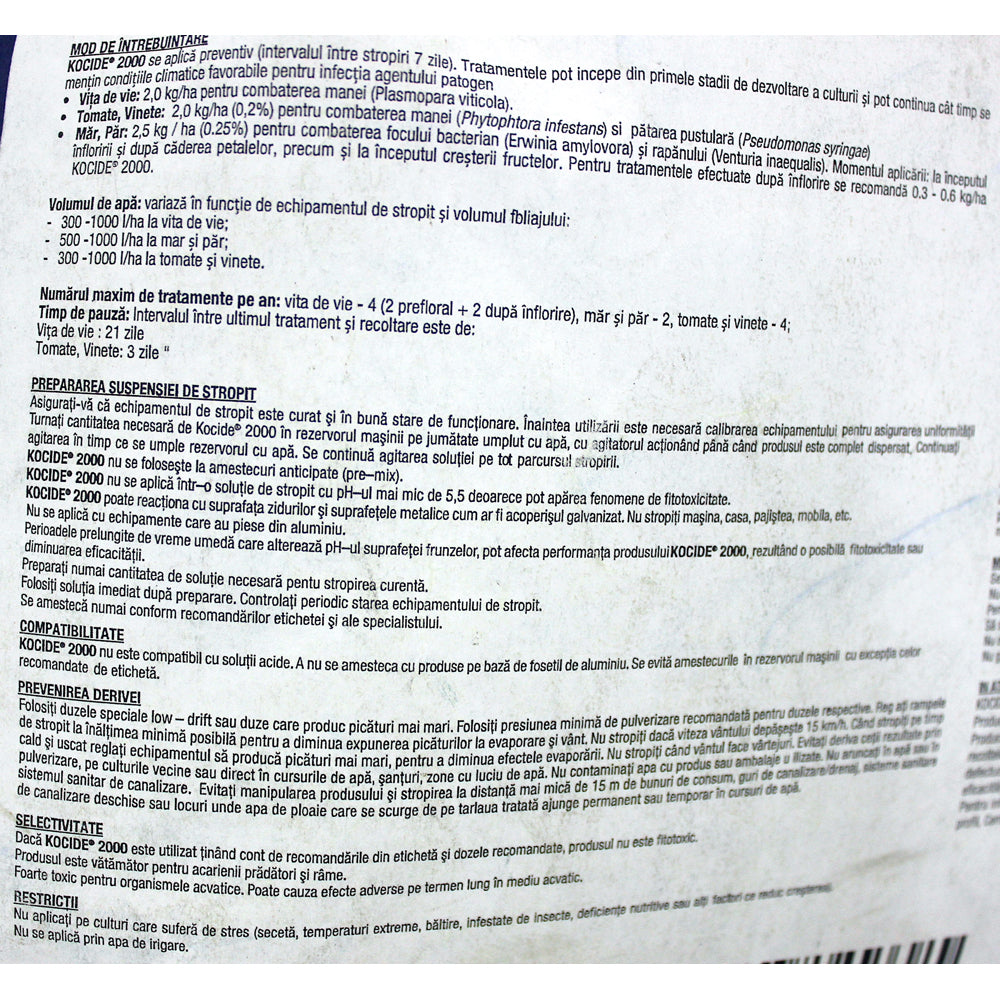 Kocide 2000 25 Kg Fungicid Cupric De Contact, Dupont Mana (Vita De Vie, Tomate, Cartof), Foc Bacterian (Mar)
