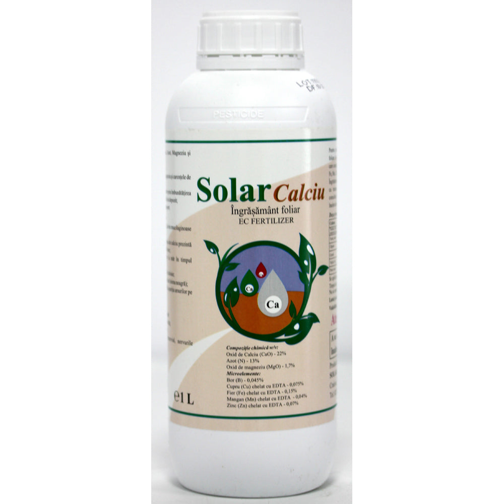 Solar Calciu 1 L, Ingrasamant Foliar Pe Baza De Calciu, Azot Si Magneziu, Solarex, Imbunatateste Fermitatea, Marimea Si Rezistenta La Depozitare A Fructelor Si Legumelor