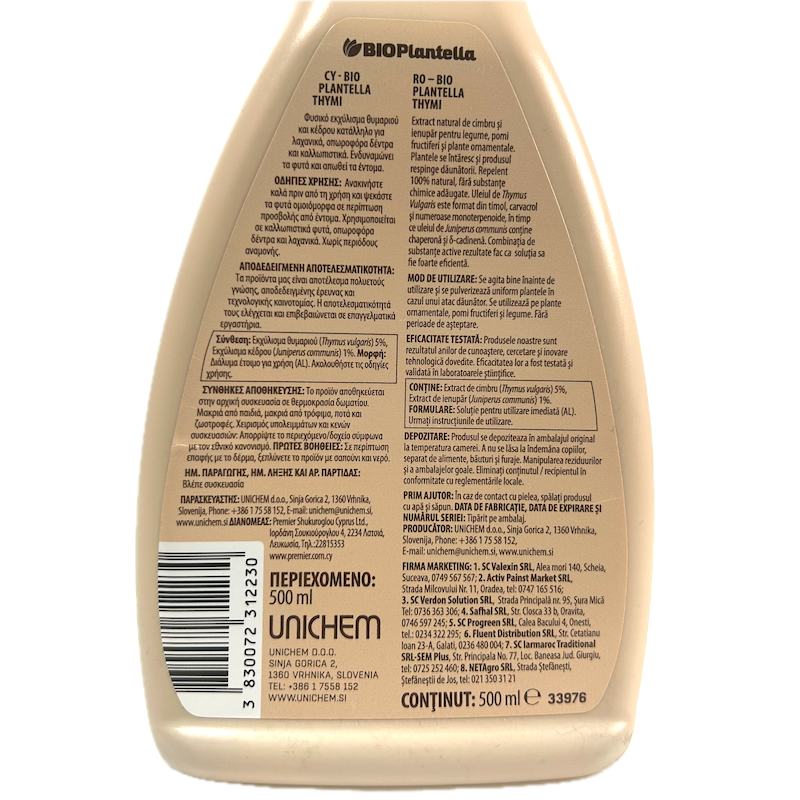 Repelent Natural Thymi 500 Ml, Bio Plantella