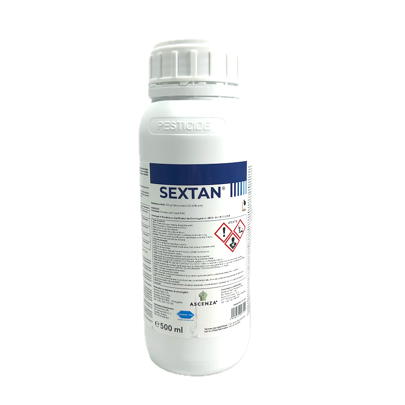 Sextan 25Ew 500 Ml, Fungicid Sistemic, Ascenza, Vita De Vie (Fainare), Grau, Rapita, Orz (Fainare, Patarea Reticulara, Arsura Frunzelor) , Castraveti (Fainare), Prun (Monilioza) , Mar (Rapan, Fainare)