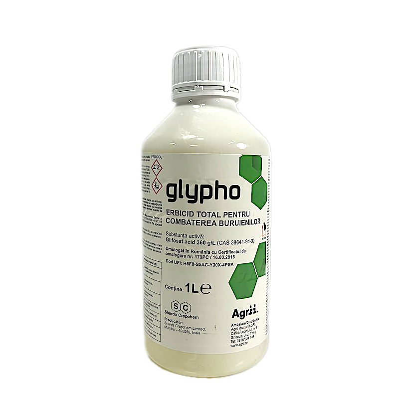 Glypho 1 L, Erbicid Total Sistemic, Post Emergent, Neselectiv, Glifosat (Buruieni Monocotiledonate Si Dicotiledonate, Anuale Si Perene)