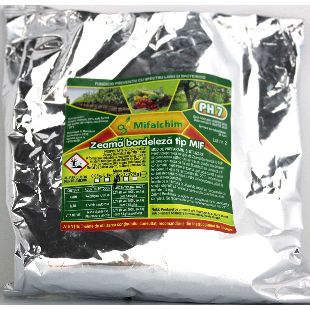 Zeama Bordeleza Tip Mif 500 Gr, Fungicid De Contact Cupric, Mifalchim, Mana (Vita De Vie, Castraveti, Tomate, Ceapa), Rapan (Mar, Par), Monilioza (Prun, Cires, Visin, Piersic)