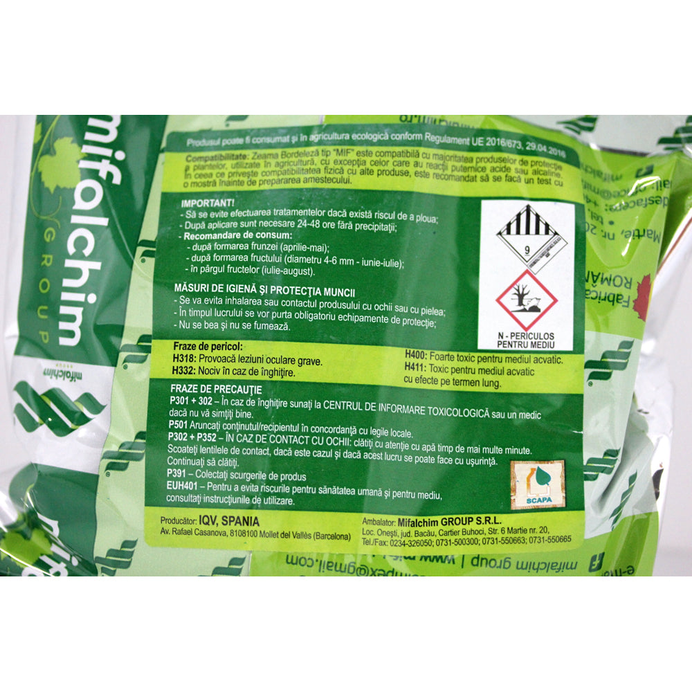 Zeama Bordeleza Tip Mif 500 Gr, Fungicid De Contact Cupric, Mifalchim, Mana (Vita De Vie, Castraveti, Tomate, Ceapa), Rapan (Mar, Par), Monilioza (Prun, Cires, Visin, Piersic)