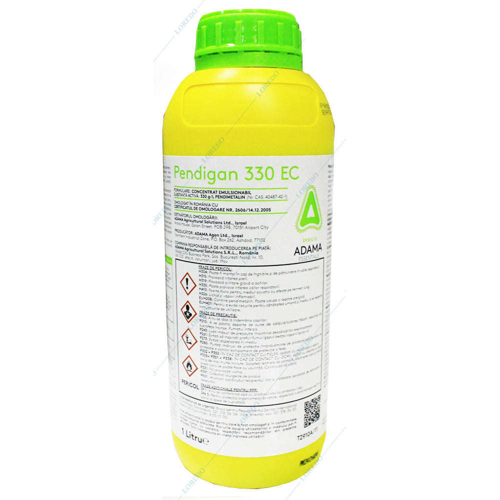 Pendigan 330Ec 1L Erbicid, Adama, Buruieni Monocotiledonate Si Dicotiledonate In Cultura De Floarea Soarelui, Porumb, Morcov, Tomate, Varza De Toamna, Ardei Gras, Radacinoase, Ceapa