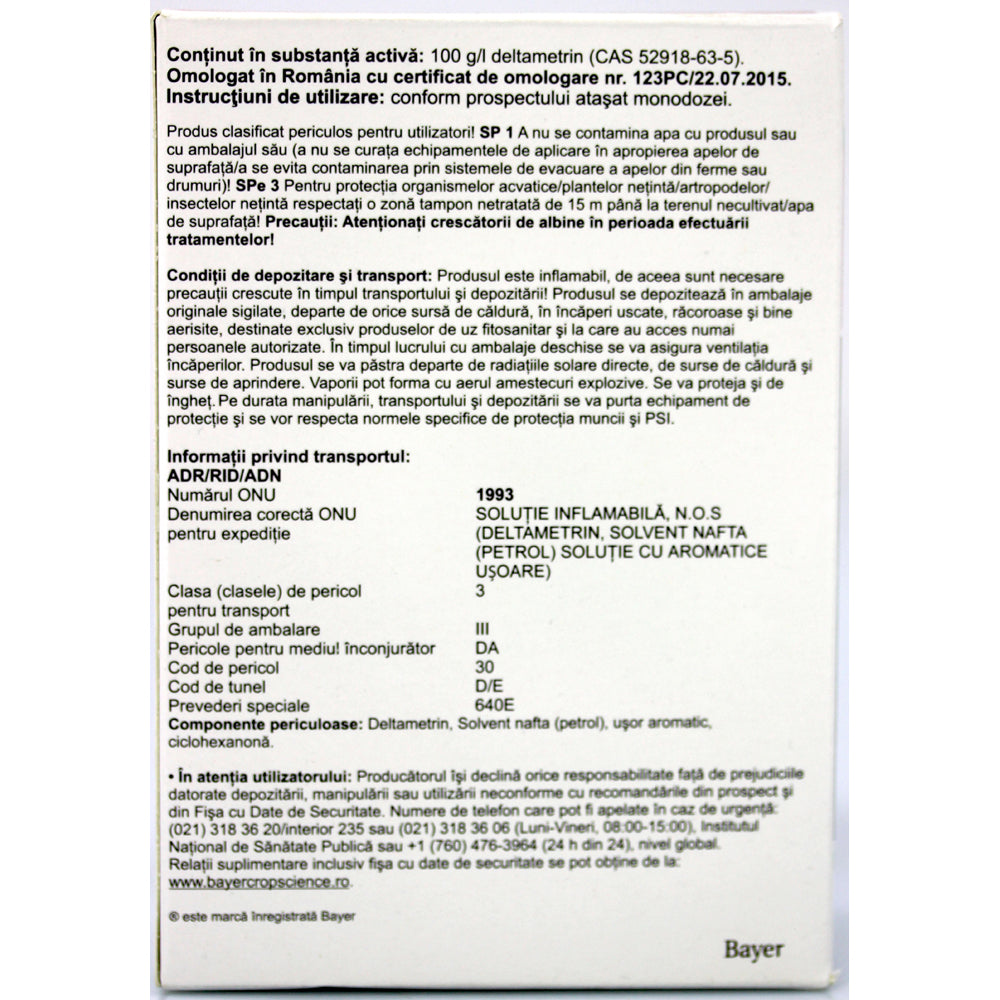 Decis Expert 7.5Ml Insecticid Contact Bayer (Cereale, Rapita, Mustar, Varza, Conopida, Fasole, Mazare, Salata, Sfecla Zahar, Nap)