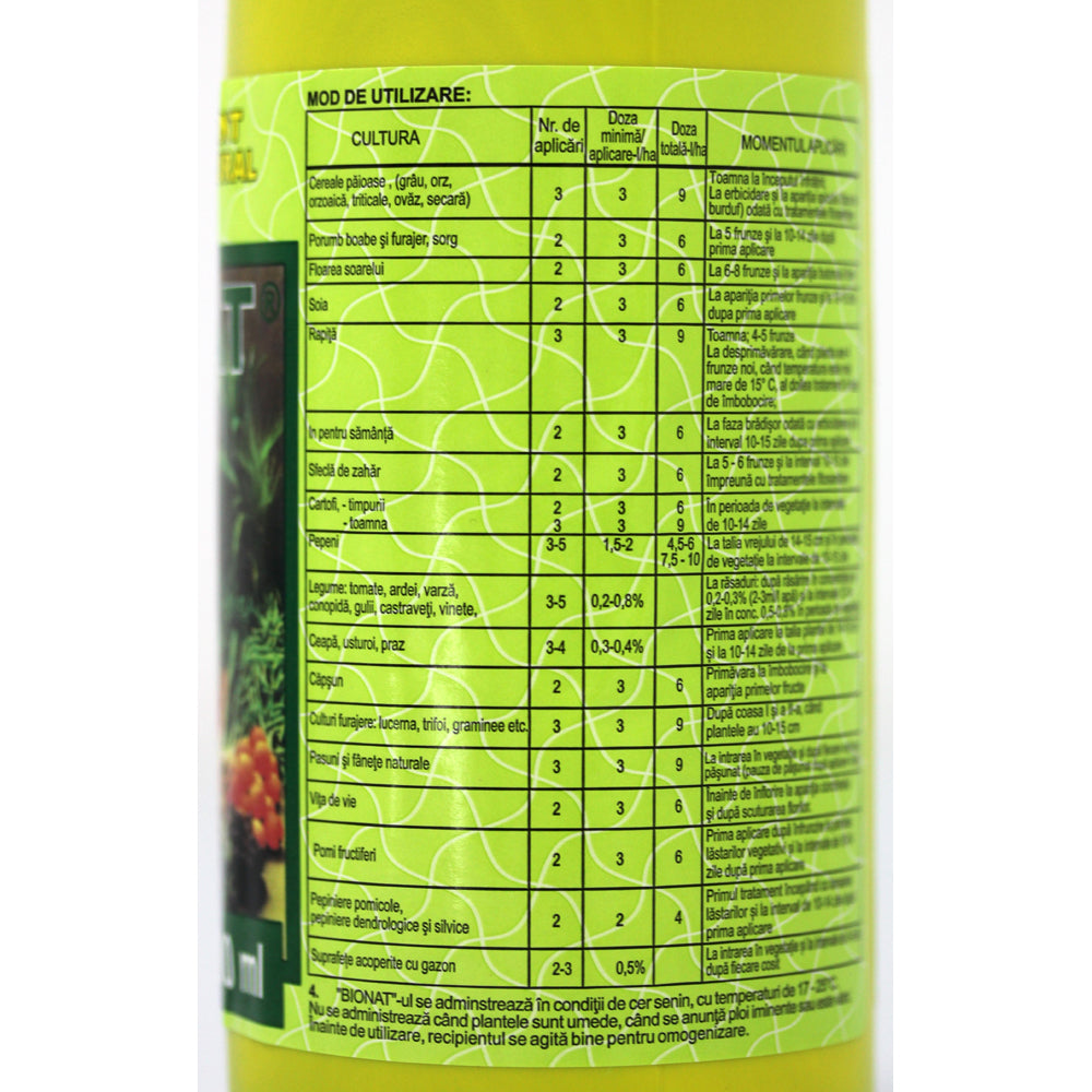 Bionat Plus 500 Ml Ingrasamant Foliar (Vita De Vie, Legume, Cereale, Pomi Fructiferi)