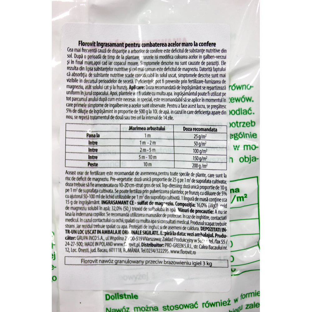 Florovit Ingrasamant Impotriva Acelor Maro La Conifere 3 Kg