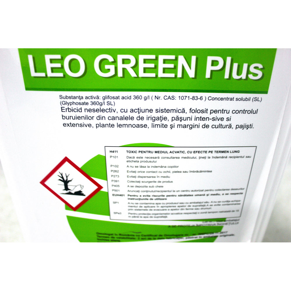 Leo Green Plus 360Sl 20 L, Erbicid Total Sistemic, Post Emergent, Neselectiv, Glifosat (Buruieni Monocotiledonate Si Dicotiledonate, Anuale Si Perene)