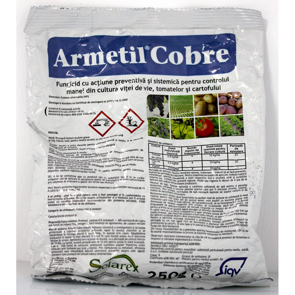 Armetil Cobre 250 Gr Fungicid Sistemic Si De Contact Solarex (Vita De Vie, Cartof, Tomate)