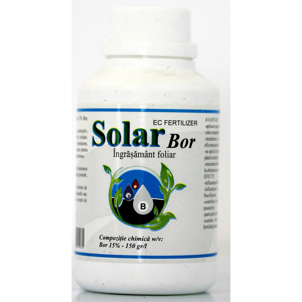 Solar Bor 100 Ml, Ingrasamant Foliar Lichid Pe Baza De Bor (15%), Solarex, Ajuta Inflorirea Si Fructificarea