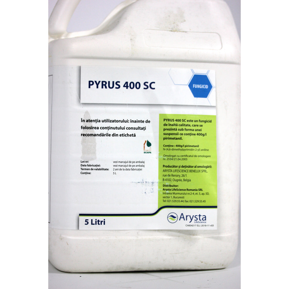 Pyrus 400Sc 5L, Fungicid De Contact, Arysta Lifescience, Putregai Cenusiu (Vita De Vie, Tomate, Floarea Soarelui), Rapan (Par)