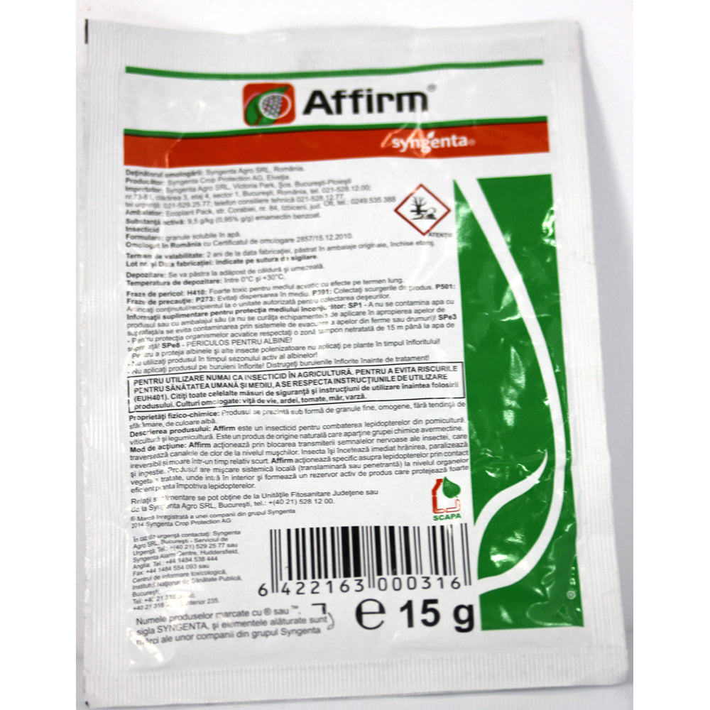 Affirm 15 Gr, Insecticid Contact, Syngenta (Cais,Mar,Par,Gutui,Prun,Mosmon)