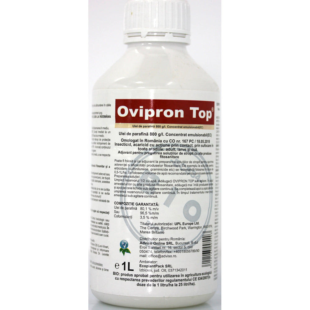 Ovipron Top 1L Ulei Horticol Cu Efect Insecticid Acaricid De Contact, Ulei De Parafina, Upl (Cais, Cires, Mar, Nectarin, Par, Piersic, Prun, Vita De Vie)