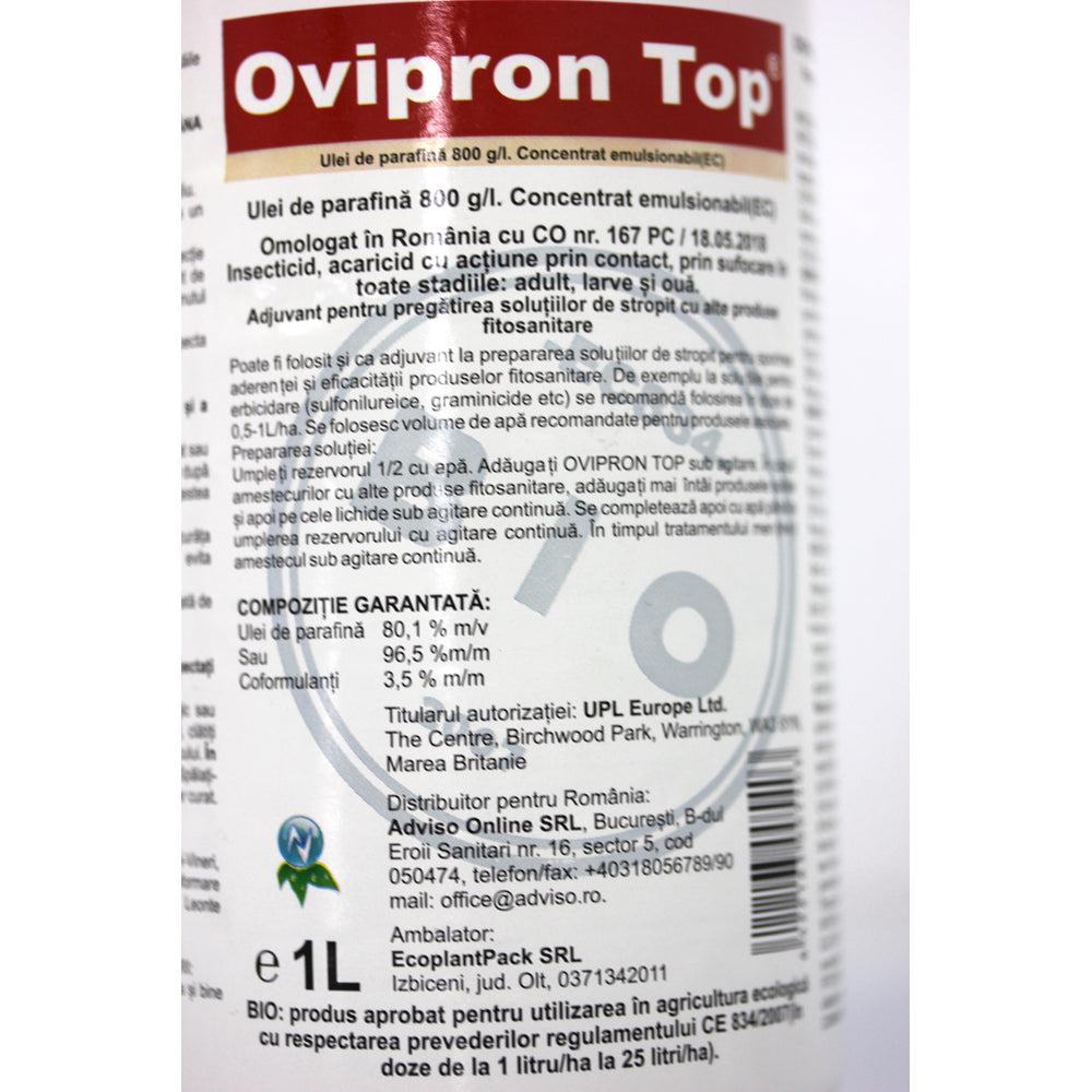 Ovipron Top 1L Ulei Horticol Cu Efect Insecticid Acaricid De Contact, Ulei De Parafina, Upl (Cais, Cires, Mar, Nectarin, Par, Piersic, Prun, Vita De Vie)