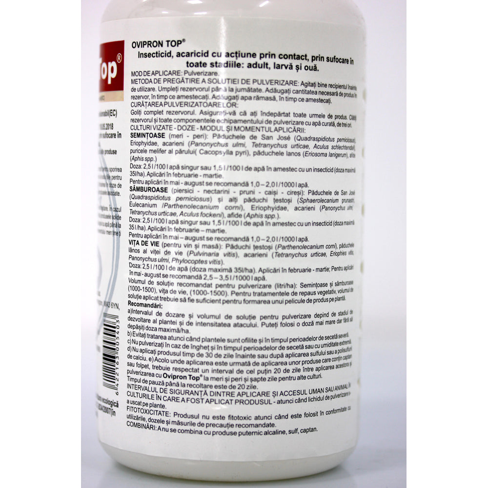 Ovipron Top 1L Ulei Horticol Cu Efect Insecticid Acaricid De Contact, Ulei De Parafina, Upl (Cais, Cires, Mar, Nectarin, Par, Piersic, Prun, Vita De Vie)
