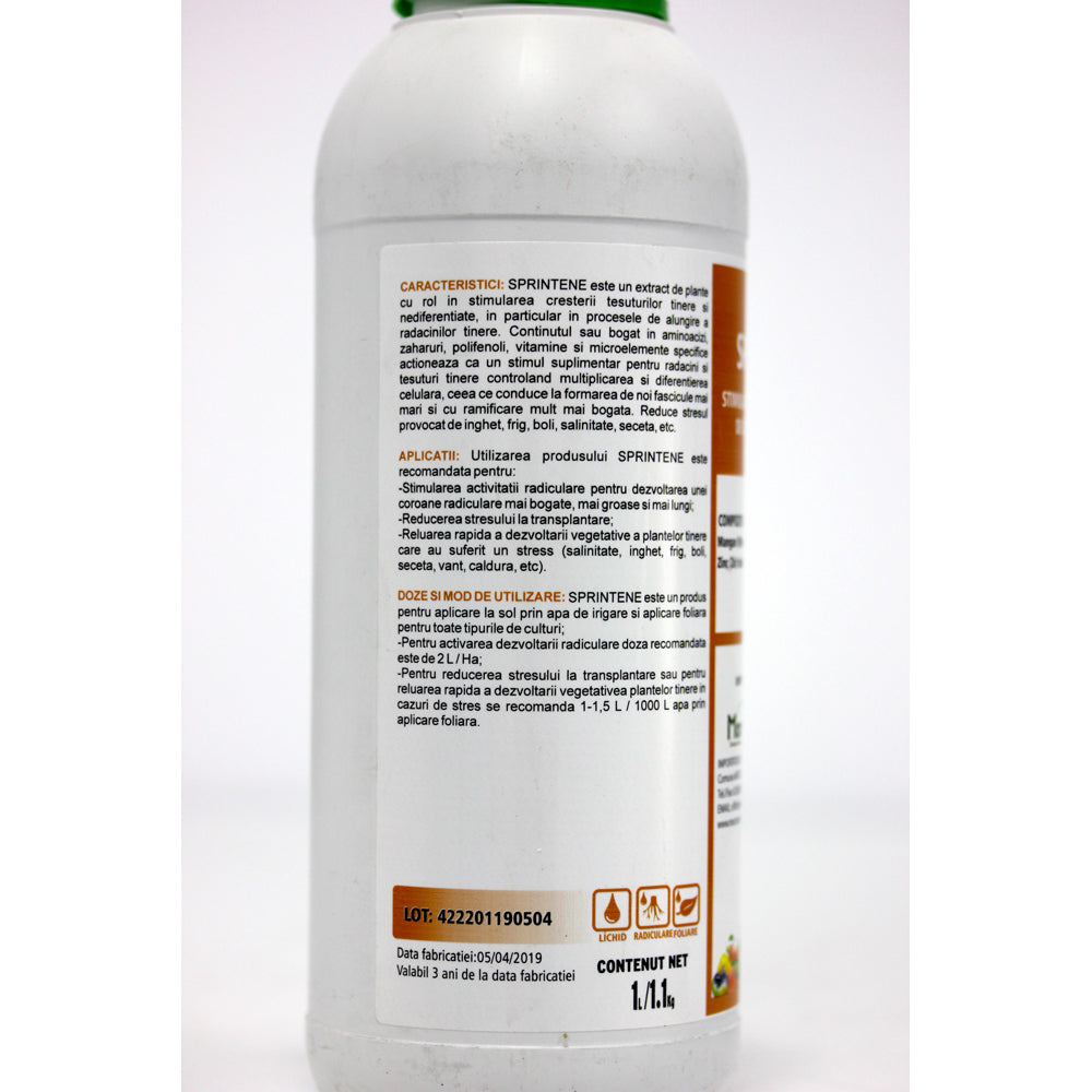 Sprintene 1L Stimulator Foliar/Radicular De Crestere Al Radacinilor, Codiagro, Cu Microelemente Mangan, Zinc, Cu Reziduuri Zero In Planta