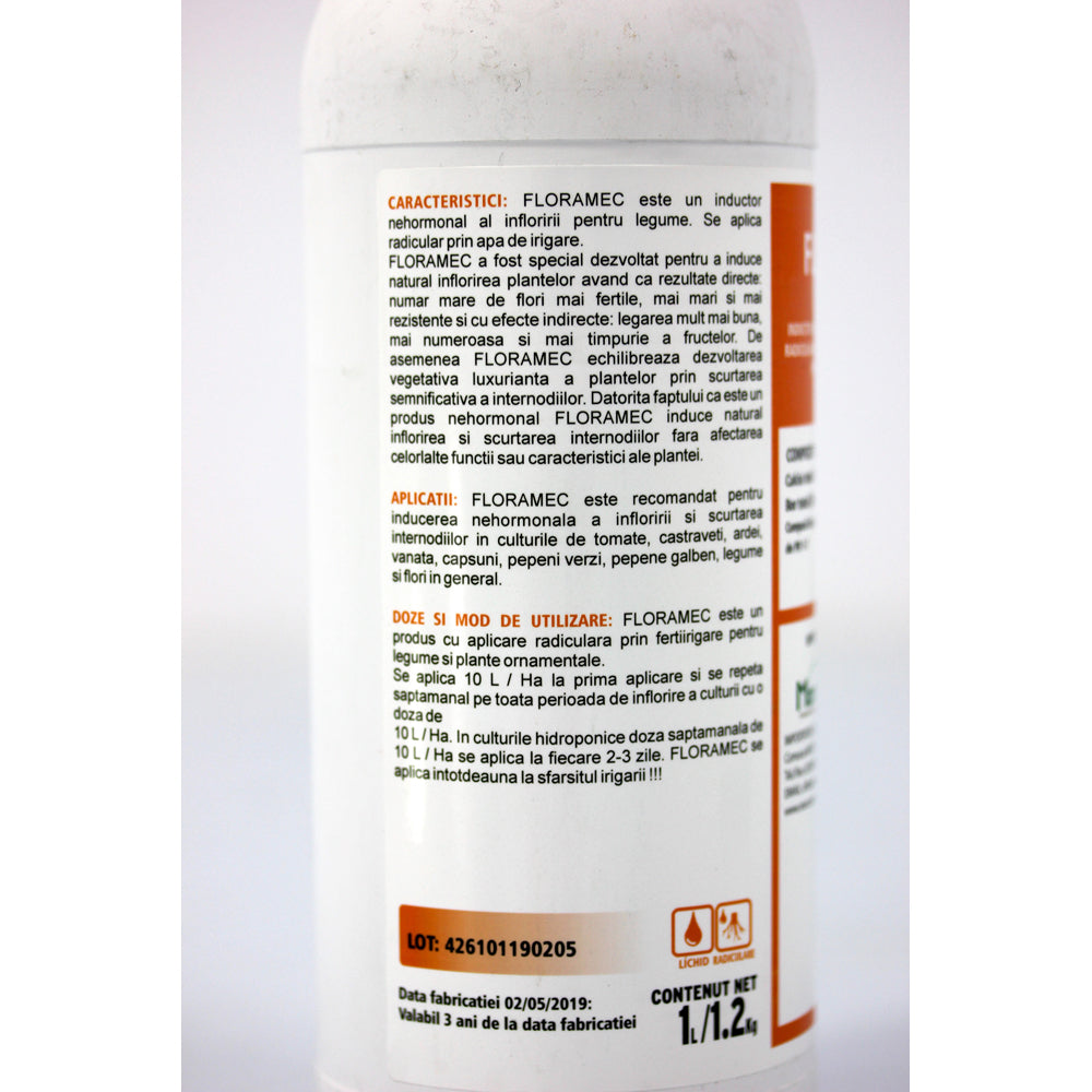 Floramec 1L Stimulator Lichid De Inflorire/ Legare A Fructelor/ Cresterea Productivitatii, Radicular Cu Microelemente Codiagro