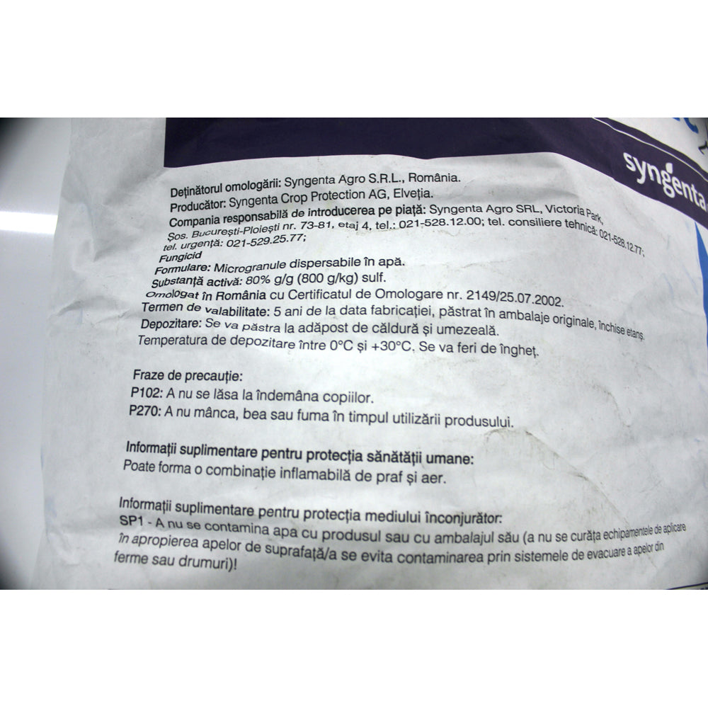 Thiovit Jet 80Wg 20 Kg, Fungicid De Contact Pe Baza De Sulf, Syngenta, Fainare (Ardei, Cais, Castraveti, Orz, Triticale, Secara, Dovleac, Mar, Morcov, Nectarin)