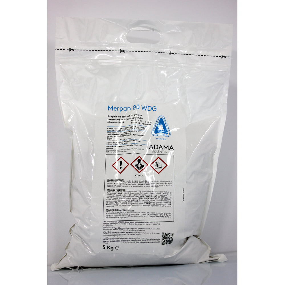 Merpan 80Wdg 5 Kg Fungicid De Contact, Adama (Mar, Tomate, Castraveti, Fasole, Tutun, Par, Cires, Cais, Piersic, Prun, Zmeur)